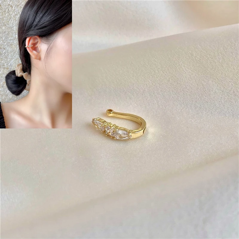 

Design Sweet Cubic Zircon Earring Cuff Luxury High Shiny Clip on Earrings Women Single