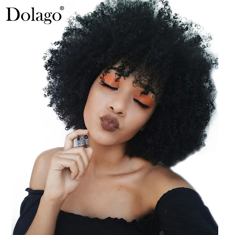 

13x6 Afro Kinky Curly Lace Front Human Hair Wigs For Women Brazilian Lace Frontal Wig 250% Density Natural Black Remy Dolago