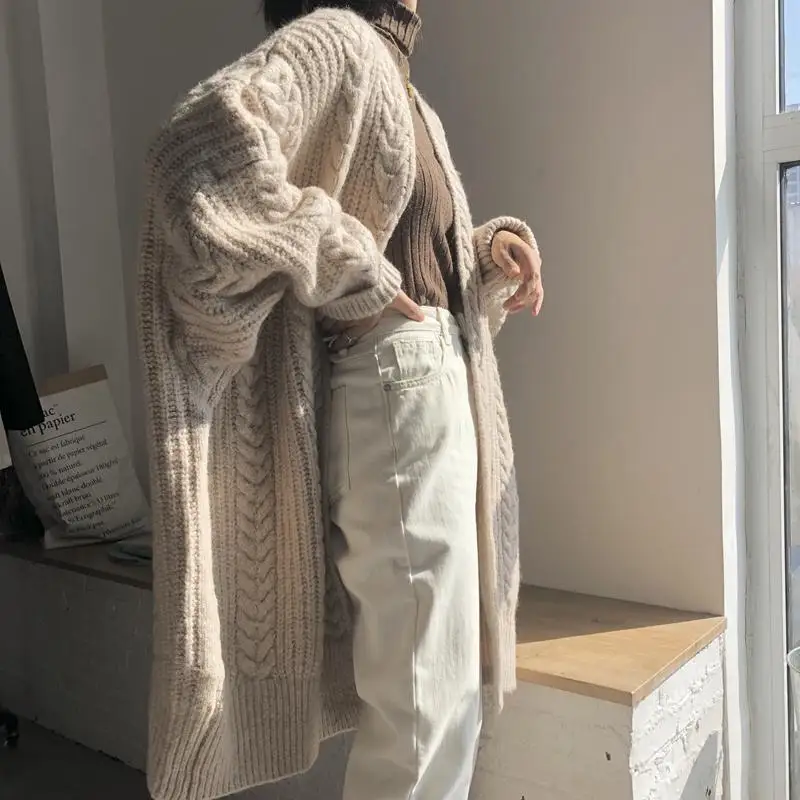 Кардиган женский трикотажный с длинным рукавом на осень/зиму |