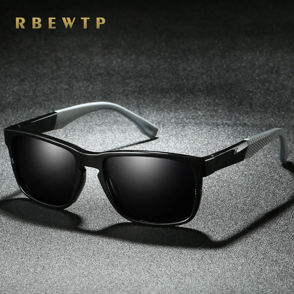 

RBEWTP New Square Driver Men Sunglasses Polarized Coating Mirror TR90 Frame Spring Leg Eyewear Aviation Sun Glasses For Women
