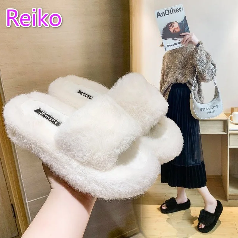 

Женские шерстяные тапочки, новинка осень-зима 2021, меховые встроенные Теплые повседневные меховые тапочки на плоской подошве, домашние тапо...