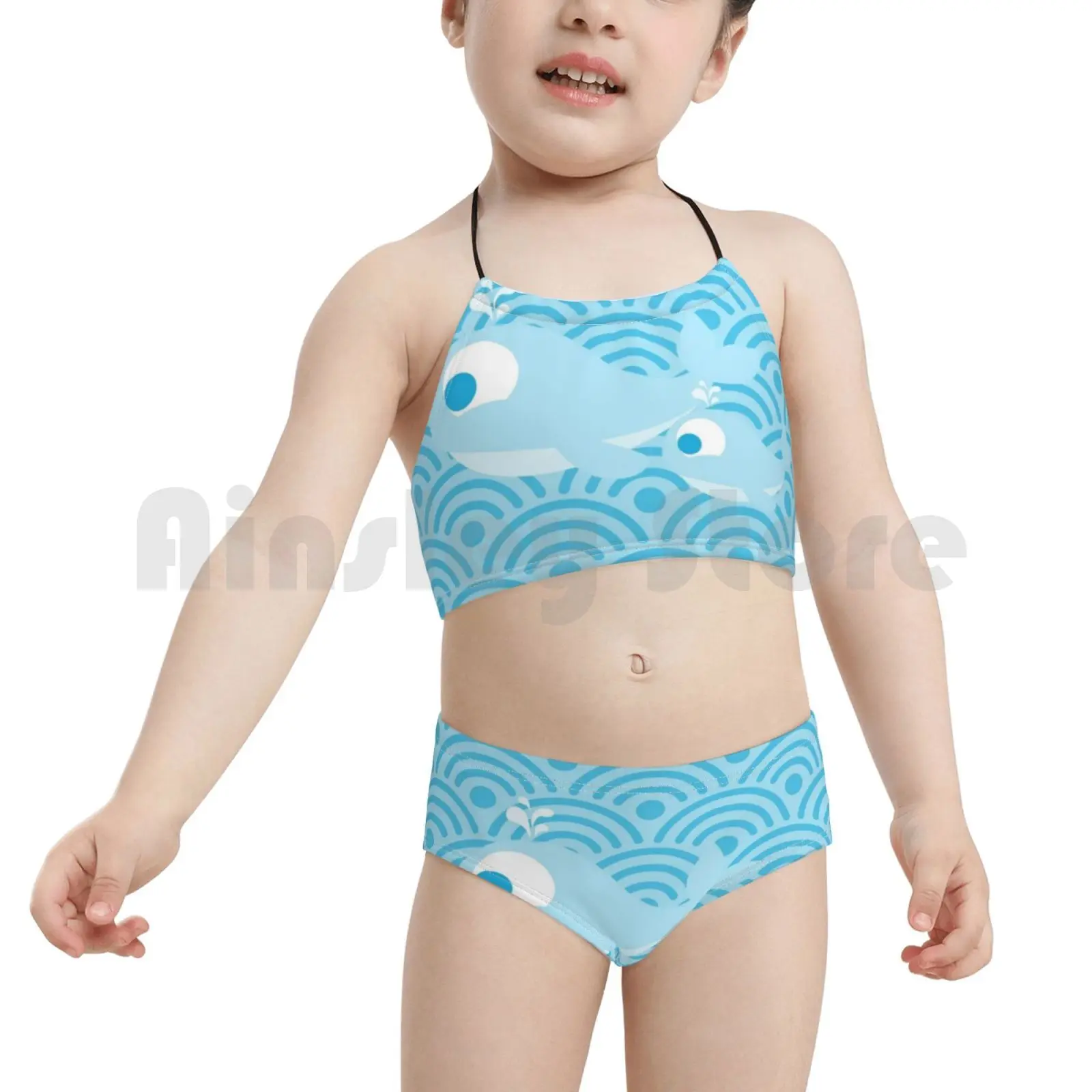 Китов и волн купальники бикини цельнокроеное платье Для женщин 2 шт. китов волны