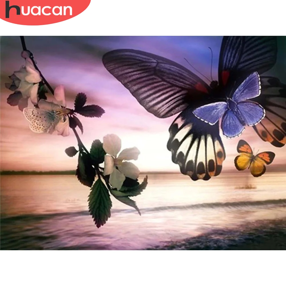 

HUACAN 5D Diamond Painting Full Round Square Landscape Seaside Diamond Embroidery Sale Animal Butterfly Mosaic Wall Art