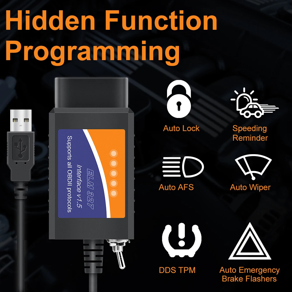Переключатель ELM 327 V1.5 USB ELM327 для Ford Forscan elmкомандный считыватель кодов OBD2 сканер
