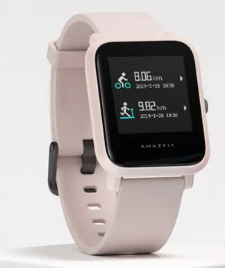 Розовый Оригинальные Смарт-часы xiaomi Huami Amazfit Bip Lite, фитнес-трек, 1,28 дюймов, светодиодный, водонепроницаемый, 45 дней работы от батареи, пульсометр - Цвет: Розовый
