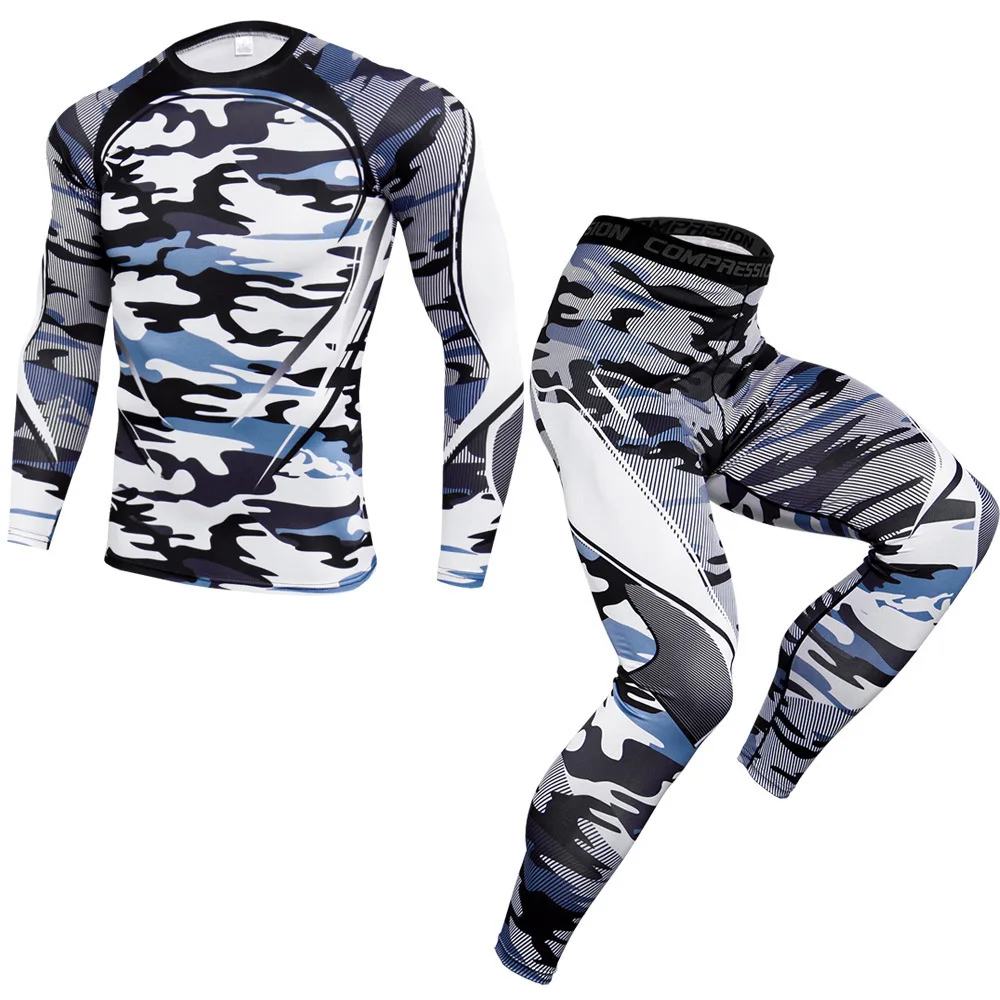 

Men's trousers long-sleeved tight suit quick-drying fitness sports training set elastic outdoor casual running training set