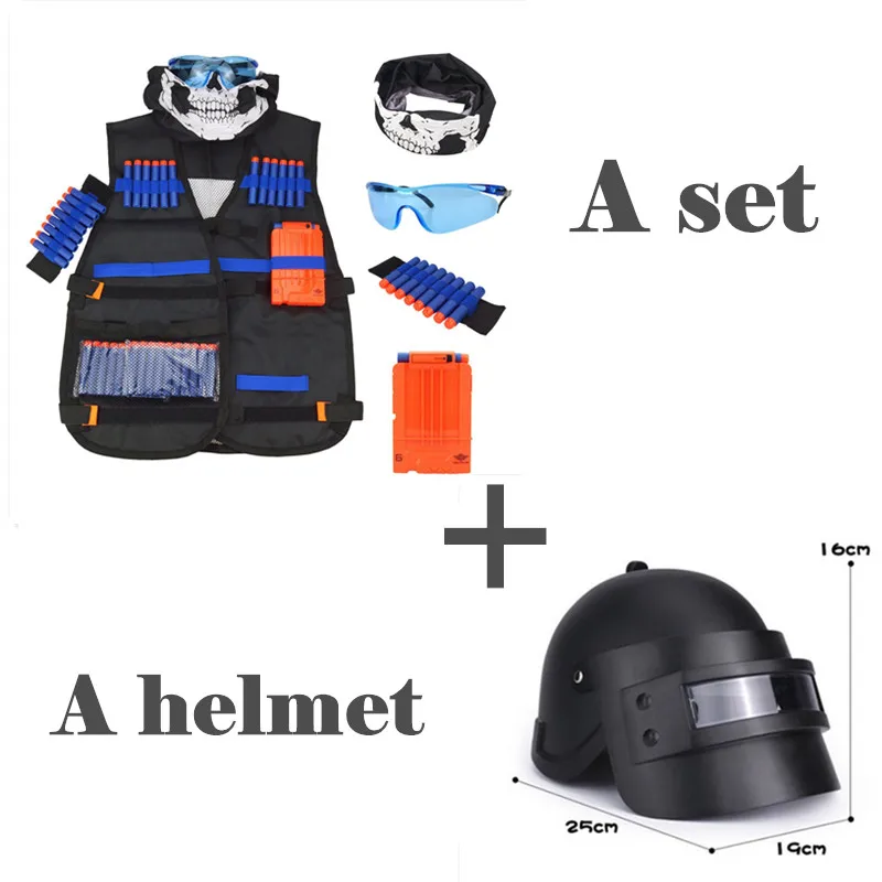 a set and helmet Заправка Дротика s заправка Дротика пули для Nerf Элитной серии бластеров детский игрушечный пистолет синяя Мягкая Пуля пена пистолеты аксессуары - Цвет: a set and helmet