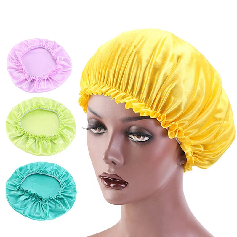 

1pc Adults Satin Solid Sleeping Hat Bonnet De Nuit Night Sleep Cap Hair Care Bonnet Nightcap For Women Men Unisex Cap Supplies