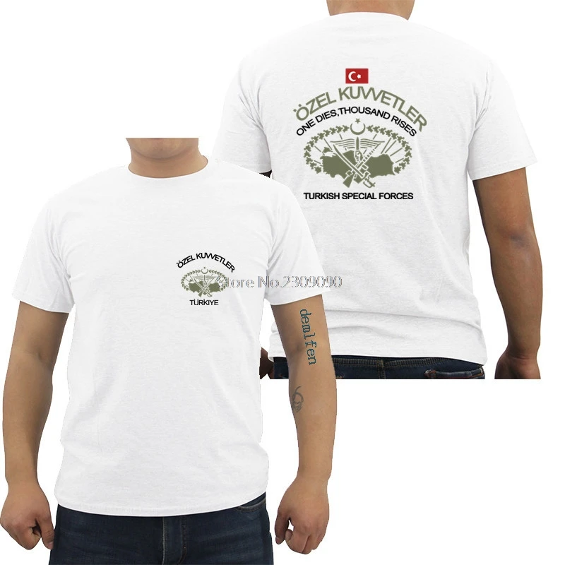 Фото Новый Турецкий спецназ озель кувветлер Футболка Camiseta Черная Мужская Женская хлопковая Футболка крутые футболки Топы Harajuku уличная одежда №2