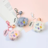 cartoon plush cat claw keychain kawaii airpods key chain accessories pendant for clothes backpack keyring phone charm