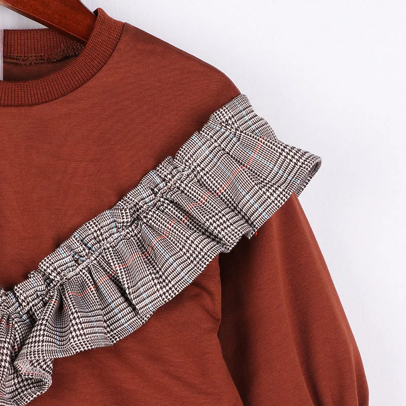 Детская одежда для девочек Cet Осенняя Толстовка с длинным рукавом коричневого