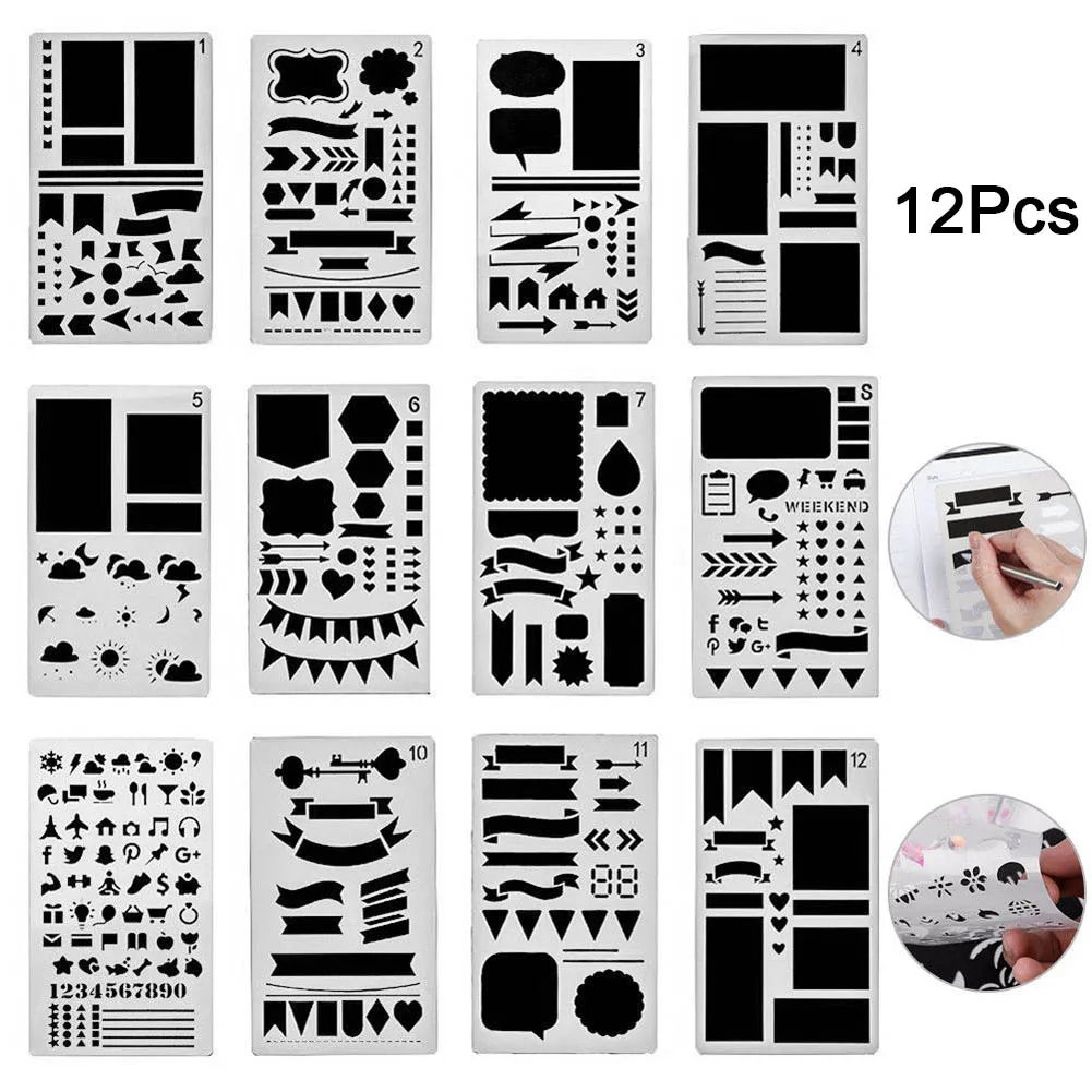 

Plastic Planner Bullet Journal Stencils Scrapbooking Christmas Stationery Gift Template Set Scrapbook Diy Diary Supplies