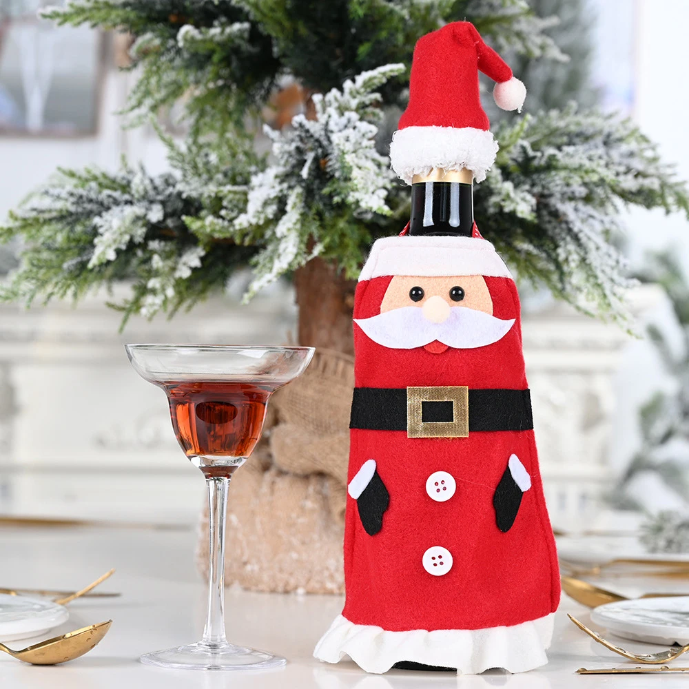 

Christmas Wine Bottle Set Creative Santa Snowman Shape Ornament Festive New Year Party Supplies