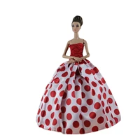 classic red white dotted polka 16 bjd doll dress for barbie clothes off shoulder princess wedding gown 16 doll accessories toy