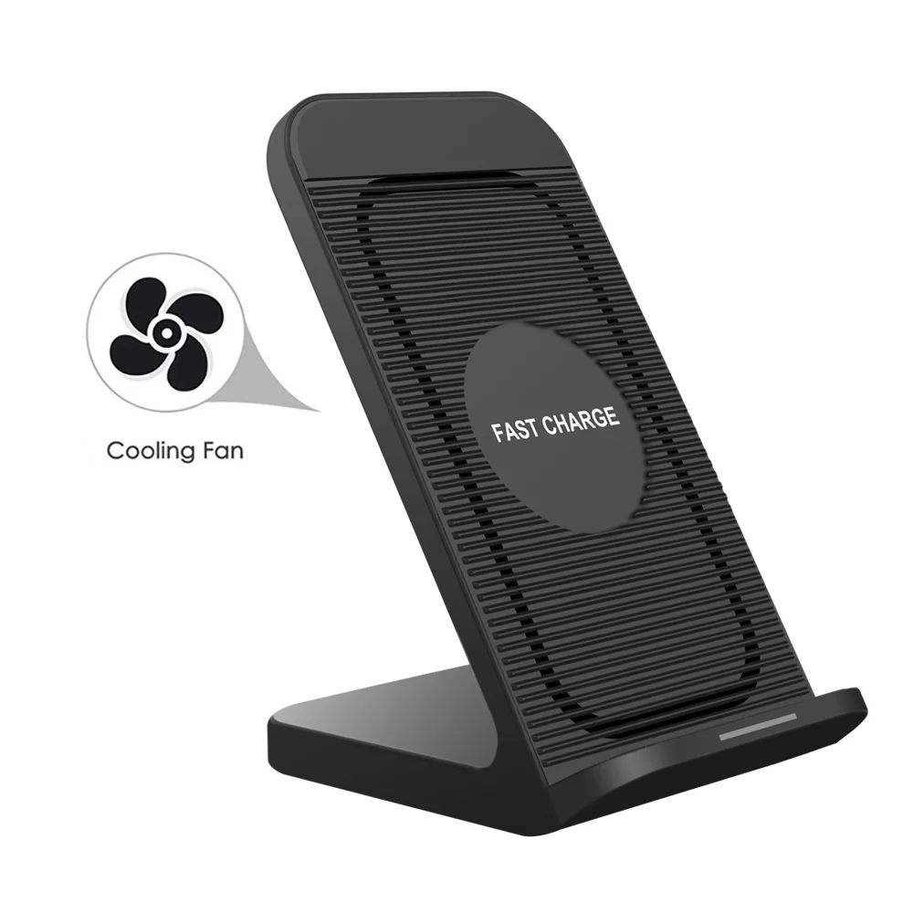 black with fan FDGAO быстрое 10 Вт Беспроводное зарядное устройство Индукционная зарядная подставка для samsung S9 S10 портативное Док-зарядное устройство для iPhone 11 Pro X XS MAX XR 8 - Тип штекера: black with fan
