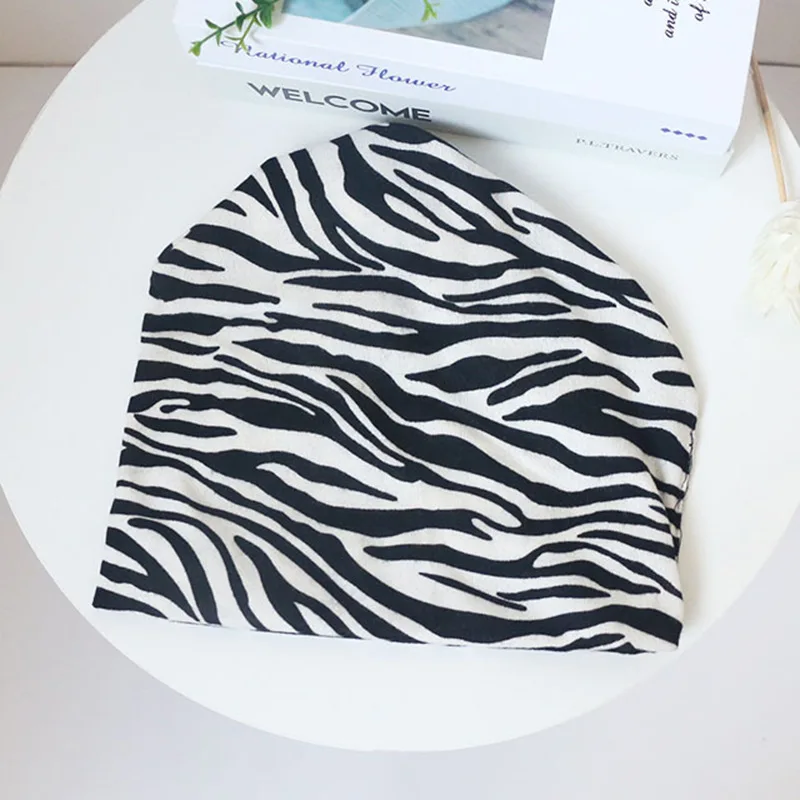 

Women Soft Print Cotton Knitting Multifunctional Scarf Bandana Skullies Beanies Leopard Flower Stretch Headband Outdoor Turban