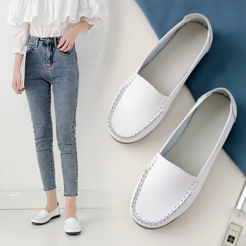 

2021 New Shoes for Women Shallow Comfortable Loafers Slip on Lightweight Concise Casual Shoes Convenient Foldable Boat Shoes