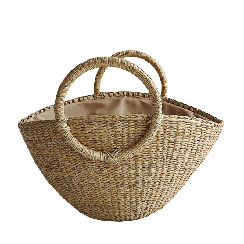 

New Straw Bag Ladies Portable Retro Bag Yellow Grass Hand-woven Bag Summer Vacation Beach Women Bag Large Capacity Shopping Bag