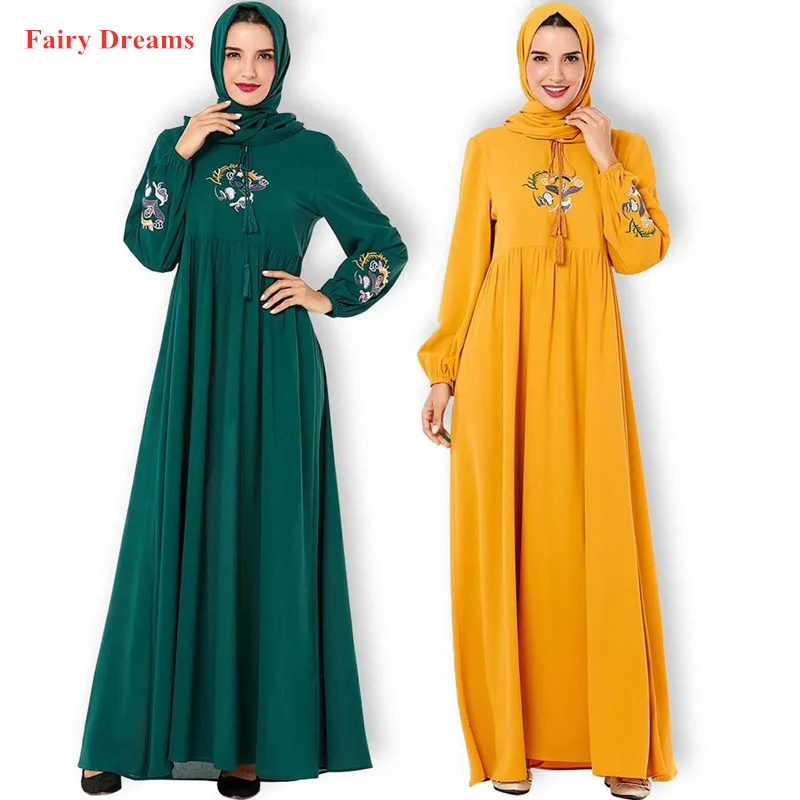 Женская абайя халат пакистанский Дубай Турция Бангладеш желтая зеленая