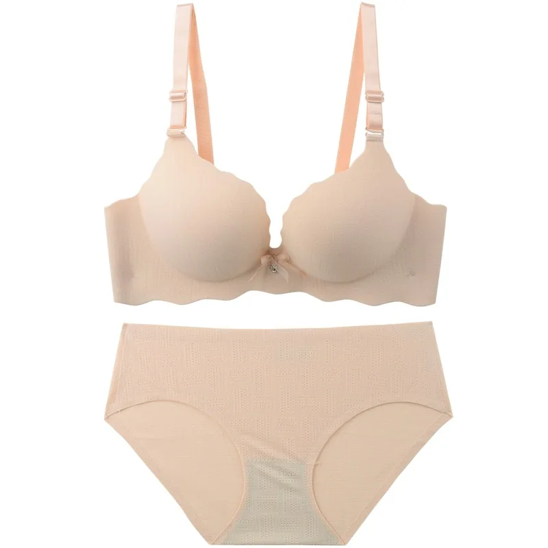 

Style Retro Plaid Girl's Underwear Small Size Thickened Push Up Wireless Comfortable Seamless Bra