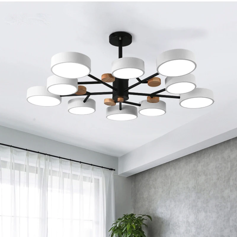 

Modern Live Room Ceiling Chandeliers Bedroom LED Chandelier Study LED Wooden Chandelier Room Light Hotel Cafe Wood ceiling lamp