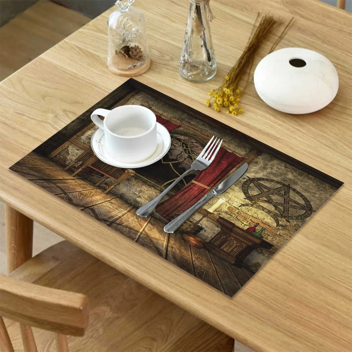 4 6 штук в партии комплект Коврики на стол Ретро Дом таинственный ведьма Магия