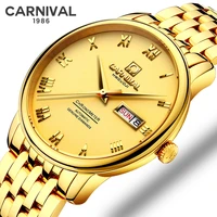 carnival new fashion mens miyota automatic mechanical watch luminous pointer 30m waterproof stainless steel strap watches