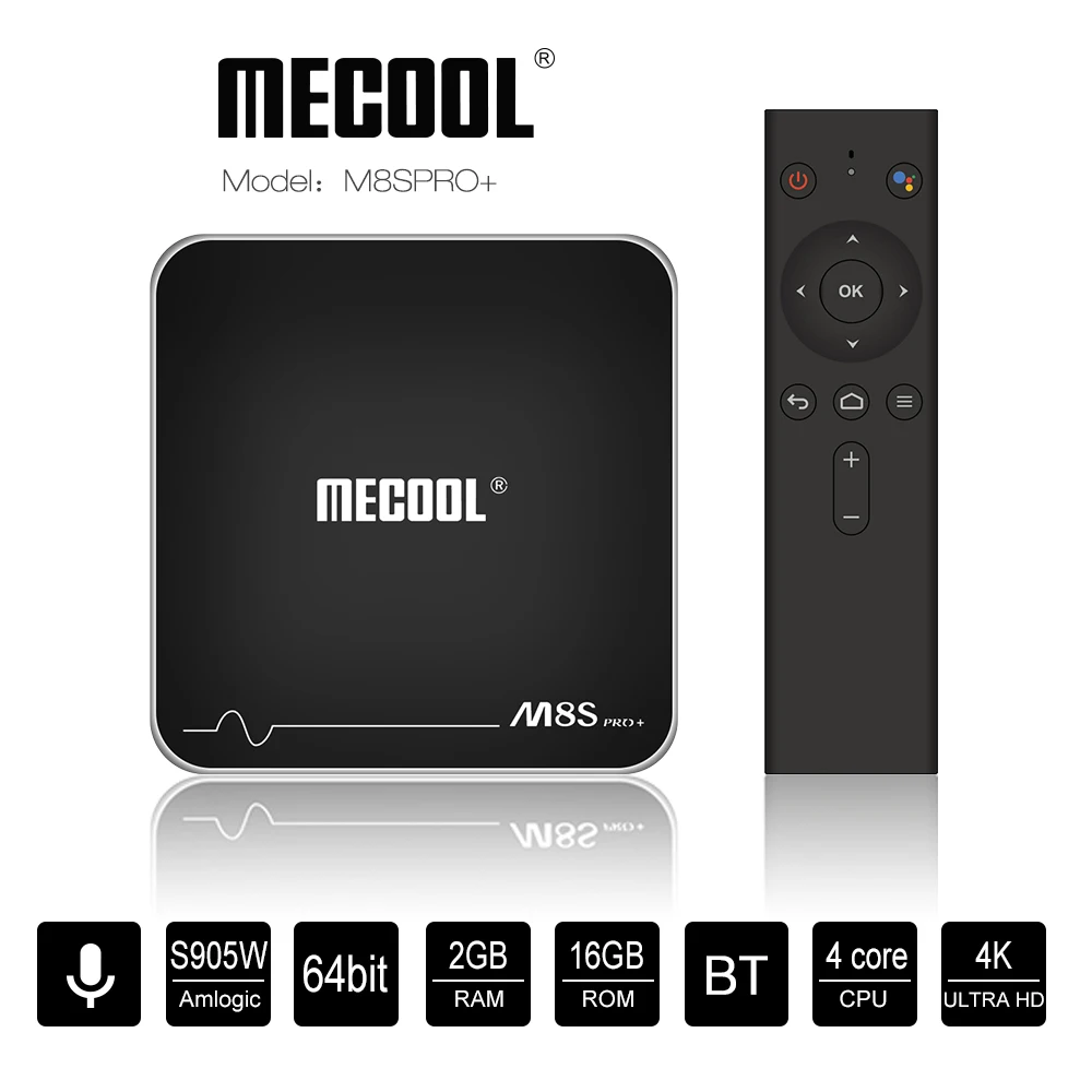 ТВ приставка MECOOL M8S PRO + Android 7 1 с голосовым пультом дистанционного управления Amlogic
