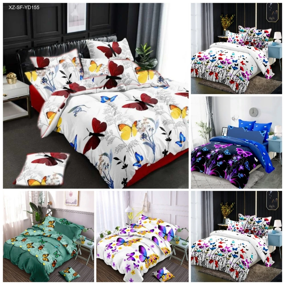 

3 Pcs Luxurious Brand Duvet Cover Set Butterfly Print Fashion Bedding Sets Twin/queen/king Bedding Set Luxury