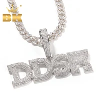 the bling king custom name initial letter pendant micro full iced out 3 layers cubic zirconia nameplate necklace hiphop jewelry