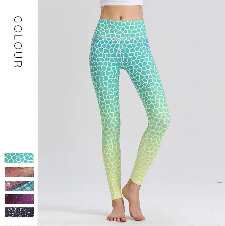 Женские штаны для йоги с принтом 2020 высокоэластичные Спортивные Леггинсы