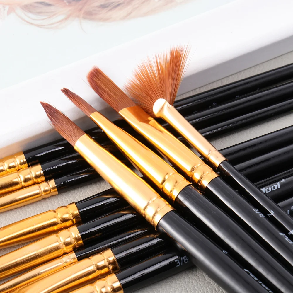 

12PcsProfessional Paint Brushes Wood Handle Oil Painting Brush Gouache Acrylic Oil Painting Brush for Students Artists Use