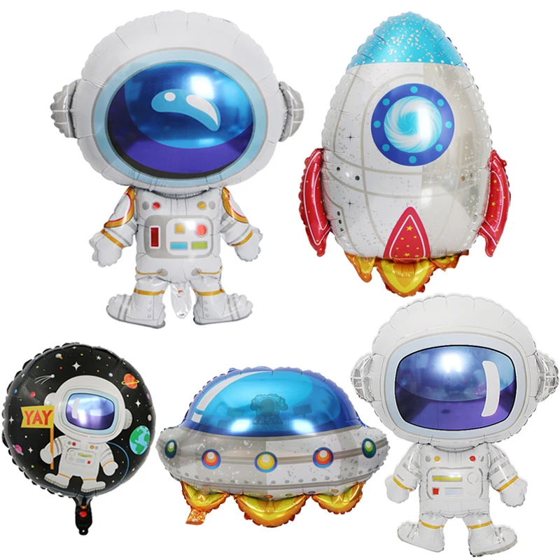 

Outer Space Theme Rocket Astronaut Foil Balloons Helium Ballons Happy Birthday Party Decorations Kids Boys Party Globos Supplies