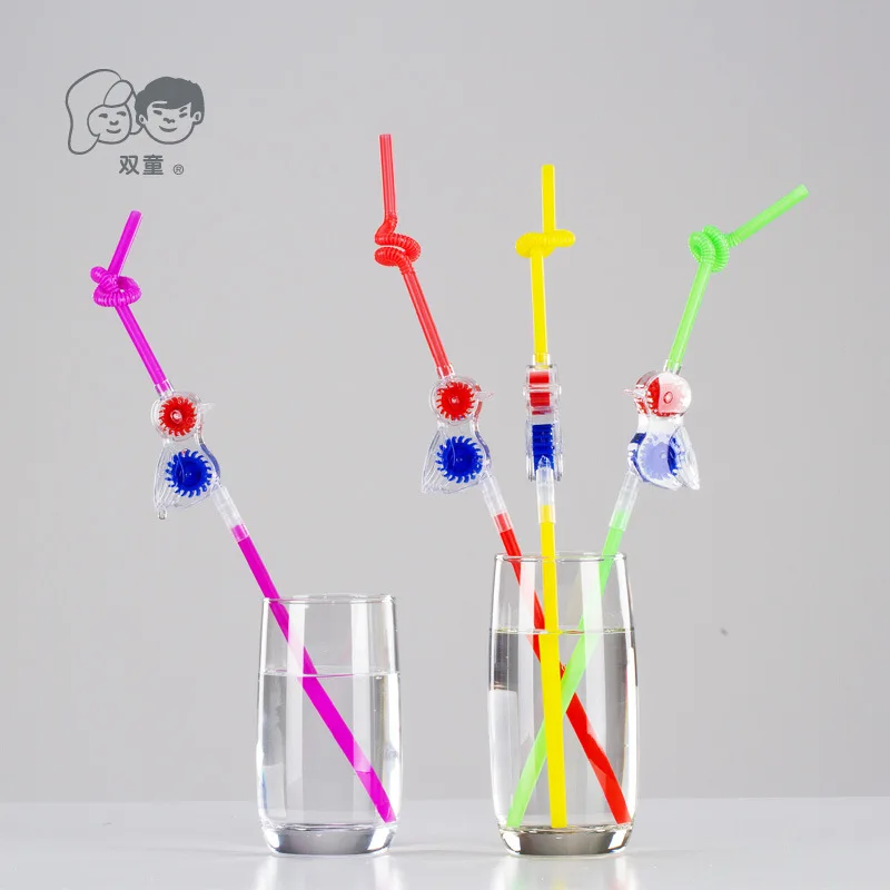 

72516 Soton Birds Windmill Playful Modeling Cute Cartoon Beverage Plastic Artistic Straw