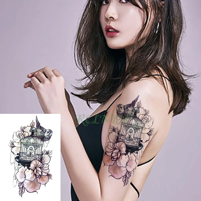 

Waterproof Temporary Tattoo Sticker cute bird animal flower colorful fake tatto flash arm tatoo body art for girl women men