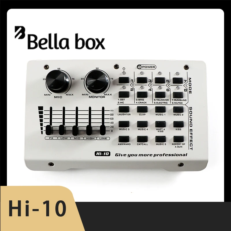 

Bella Box Hi-10 Mobile Phone Special Sound Card Live Broadcasting Equipment Singing Karaoke Recording Mixer Effect Device