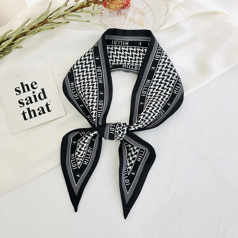 

Fashion Silk Scarf for Women Ponytail Holder Letter Do Tie Handle Scarfs Luxury Hair Scarves Accessories Bandanas Neckerchief