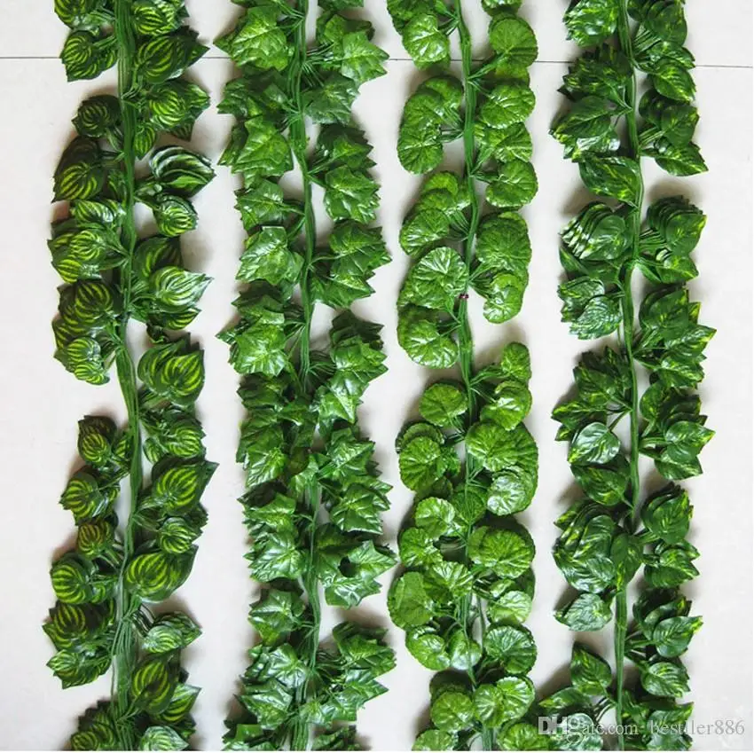 Goedkoop 2.1M 120 Stuks Wired Ivy Bladeren Garland Zijde Kunstmatige Vine Greenery Voor Bruiloft Thuis Kantoor Deco-Hangers Kransen 2017 Nieuwe Stijl