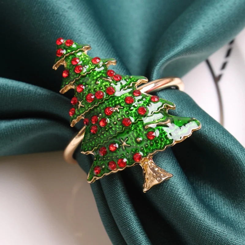 

8 Pcs of High-End Hotel Set Table Christmas Tree Napkin Ring Wedding Party Table Napkin Decoration Ring Buckle