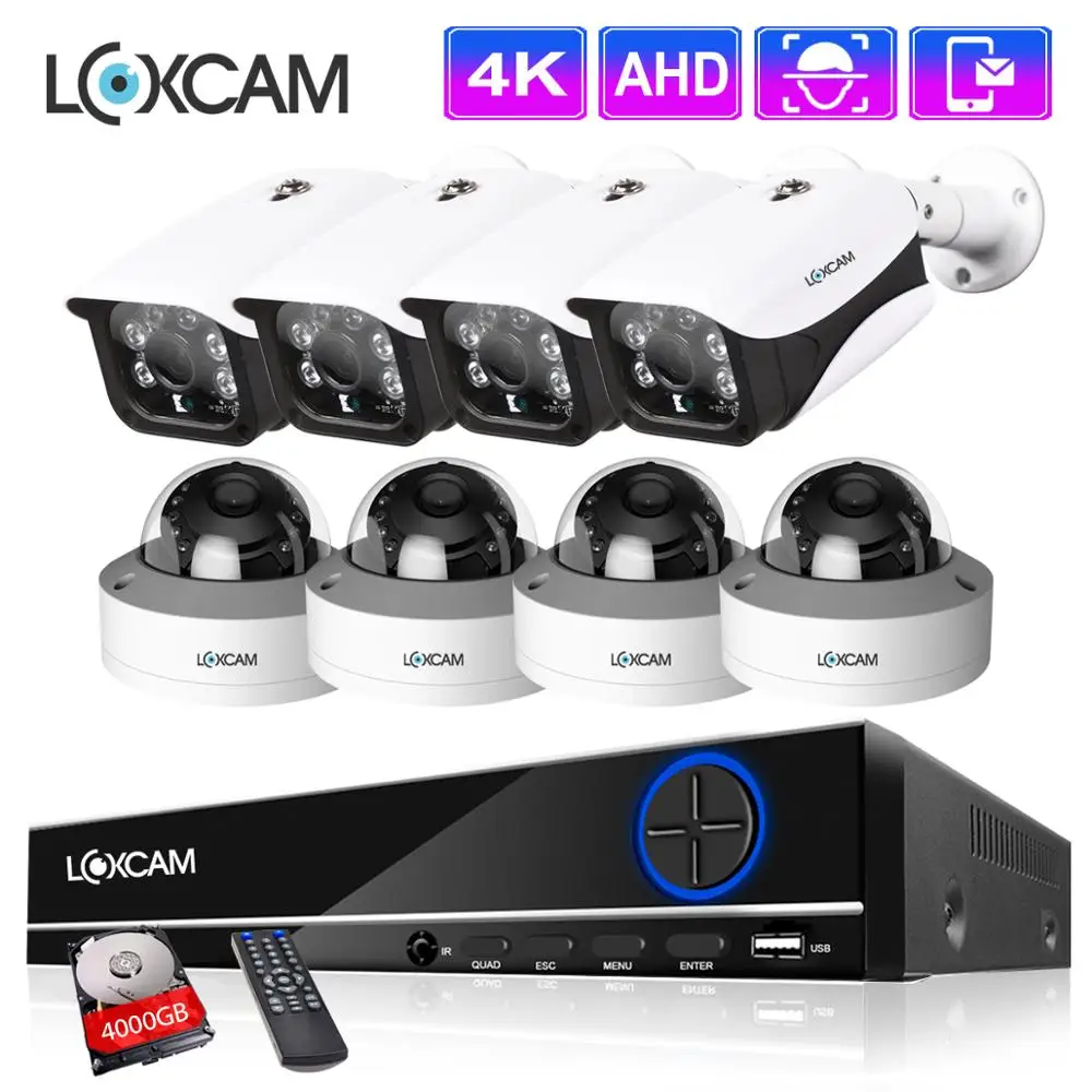 Камера видеонаблюдения LOXCAM h.265 антивандальная камера безопасности 8 каналов 4K Мп