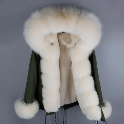7 OFTBUY, парка, зимняя куртка для женщин, большой натуральный Лисий мех, воротник, теплая Толстая парка, верхняя одежда, зимнее пальто, женское меховое пальто - Цвет: 7