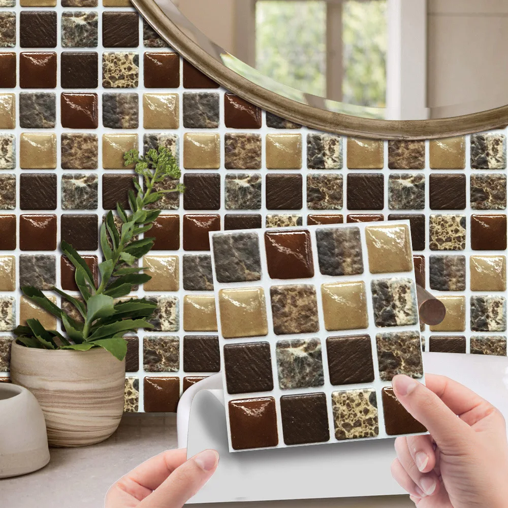 

3D Imitation Glass Tile Wall Stickers Waterproof Marble Living Room Bathroom Kitchen Cabinet Decoration Self Adhesive Wallpaper