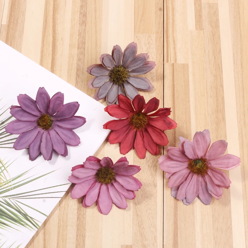 10 шт./лот 6 см Искусственный цветок ромашки в стиле ретро свадебное украшение