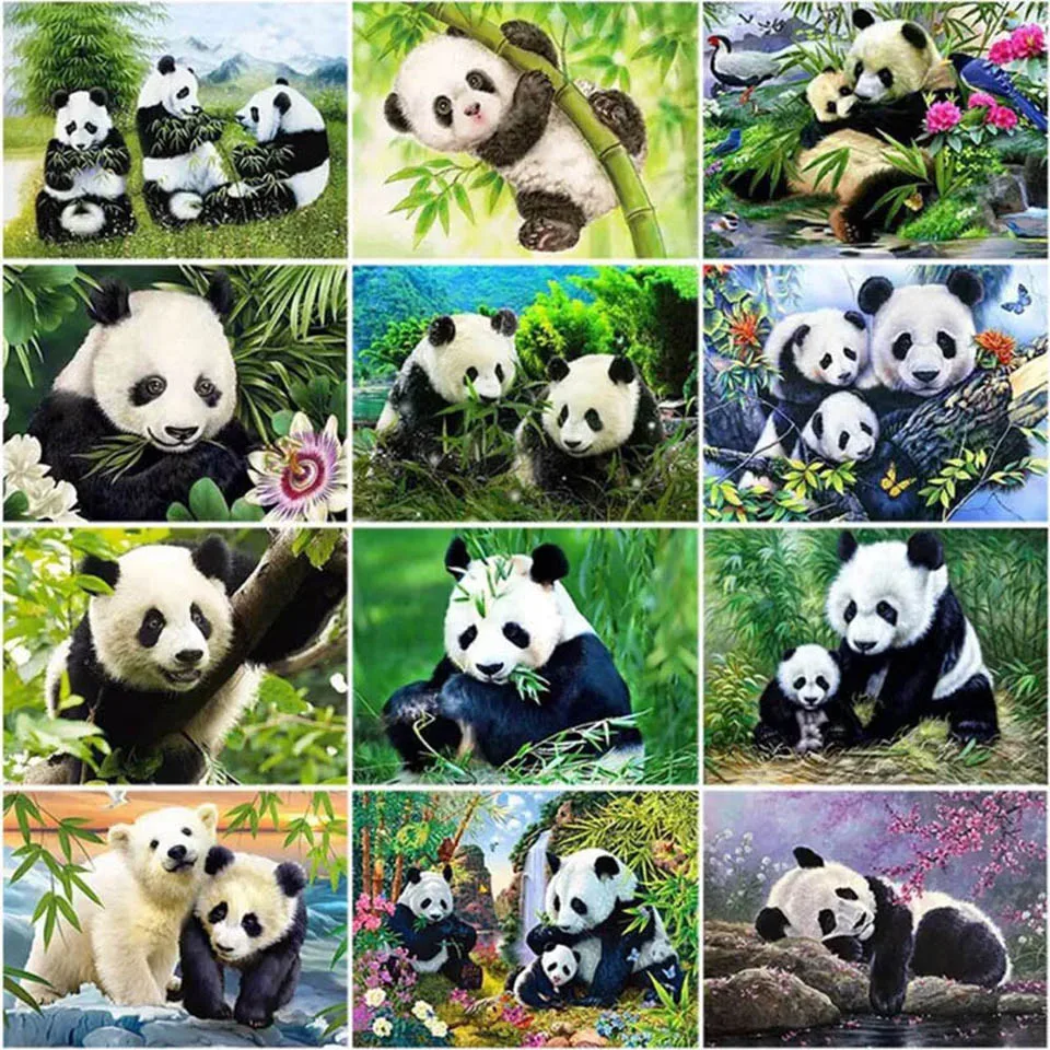 

Hot Sale Panda 5D DIY Diamond Painting Full Square Round Diamond Embroidery Mosaic Animal Series Home Decor Gift