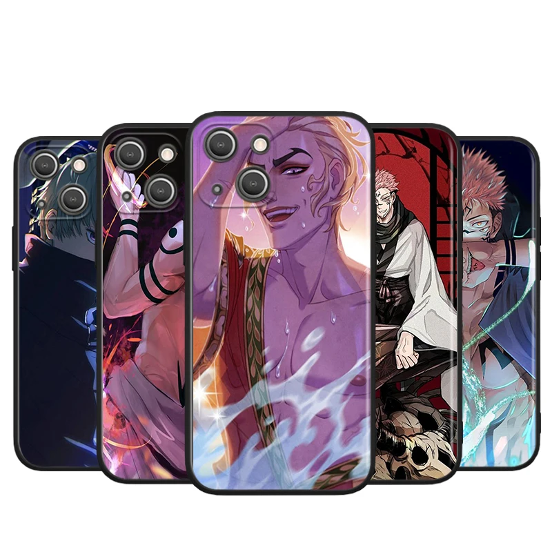 

Cartoon Anime Jujutsu Kaisen For Apple iPhone 13 12 11 Pro Max Mini XS Max X XR 6 7 8 Plus 5S SE2020 Soft Black Phone Case