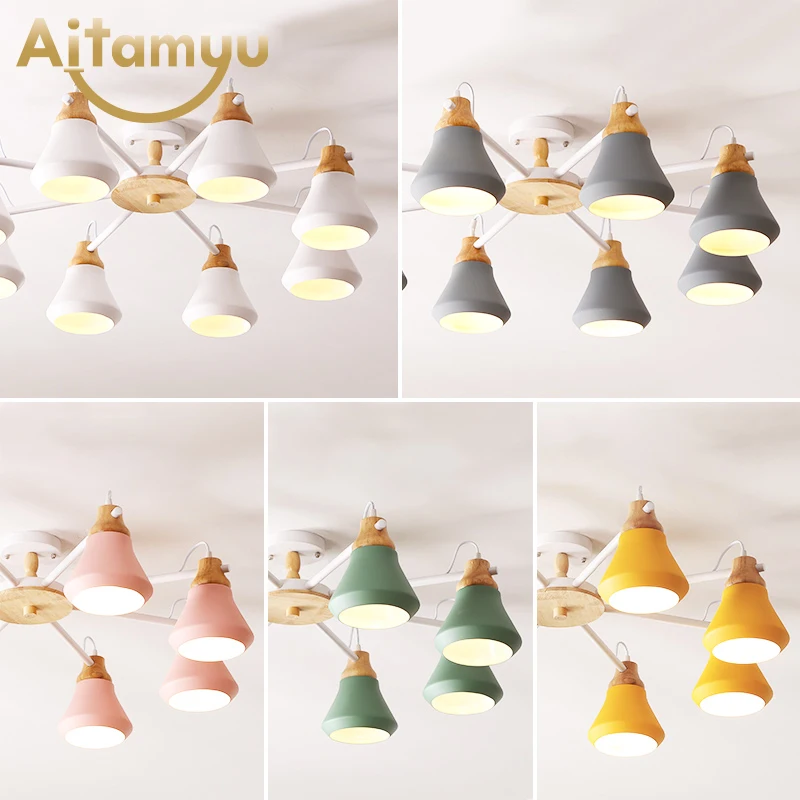 

New Arrive Nordic Chandelier E27 Modern Living Room chandeliers Suspension Lighting Fixtures Lam paras Wooden Chandelier light