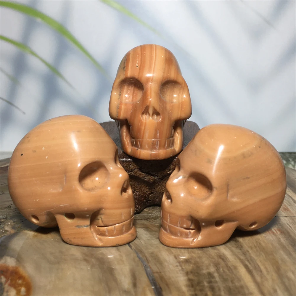 

Natural Stone Serpeggiante Quartz Crystal Yellow Skull Healing Energy Mineral Rock Gem Cranium Room Decor Halloween Collection