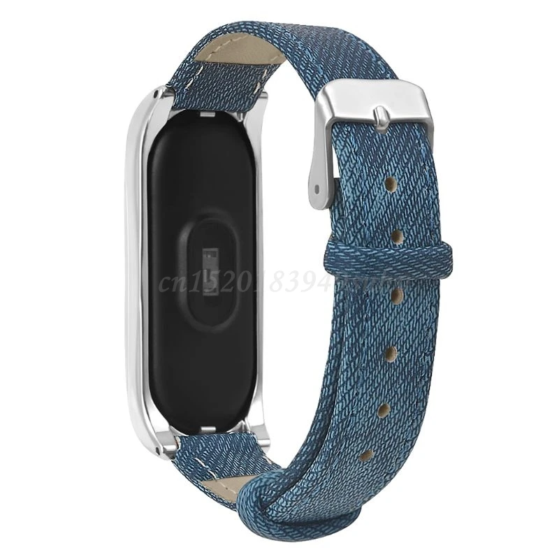 

Durable PU Leather Wrist Strap Denim Pattern Watchband for Xiaomi Mi Band 4/3 MiBand Smart Bracelet Replacement Accessories