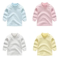 new 100 cotton kids autumn and winter long sleeve bottoming shirt boys and girls t shirts high collar buckle for childs tops