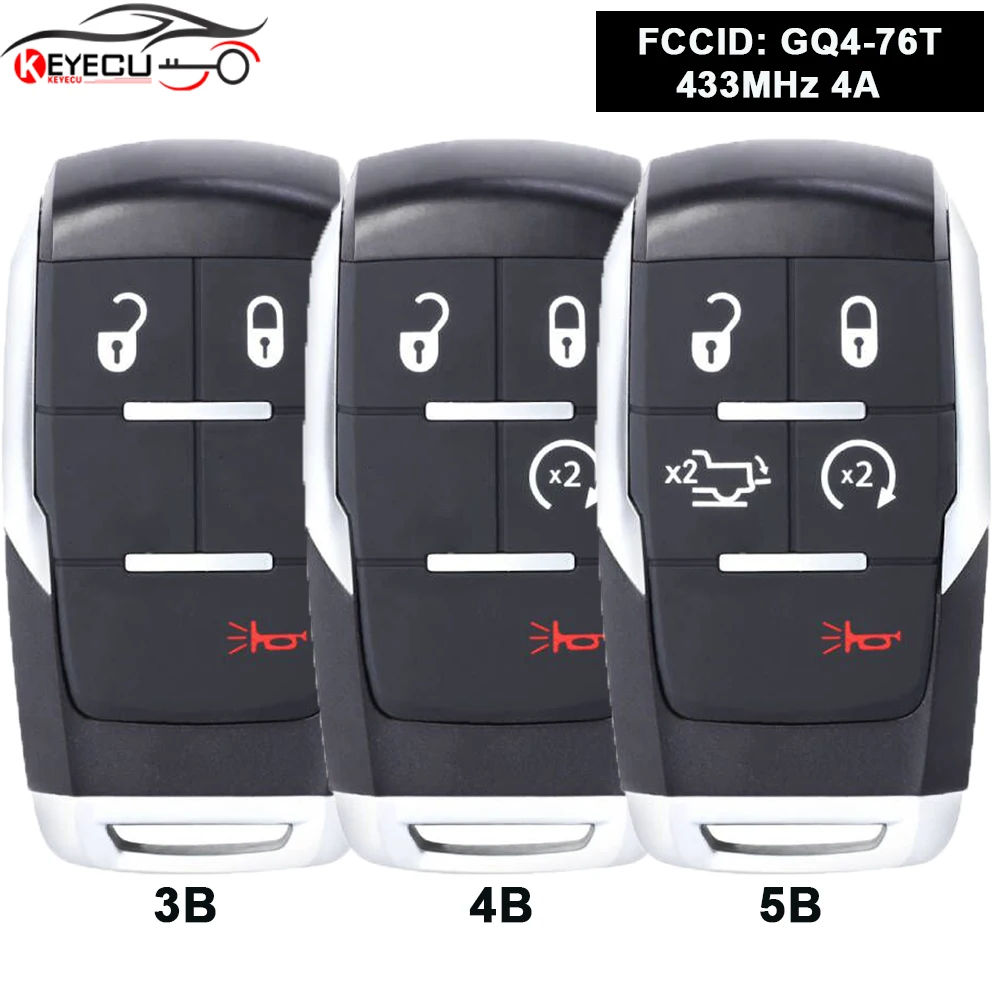

KEYECU GQ4-76T 433MHz 4A Smart Remote Key Fob for 2019 2020 Ram 2500 3500 4500 5500 68375456
